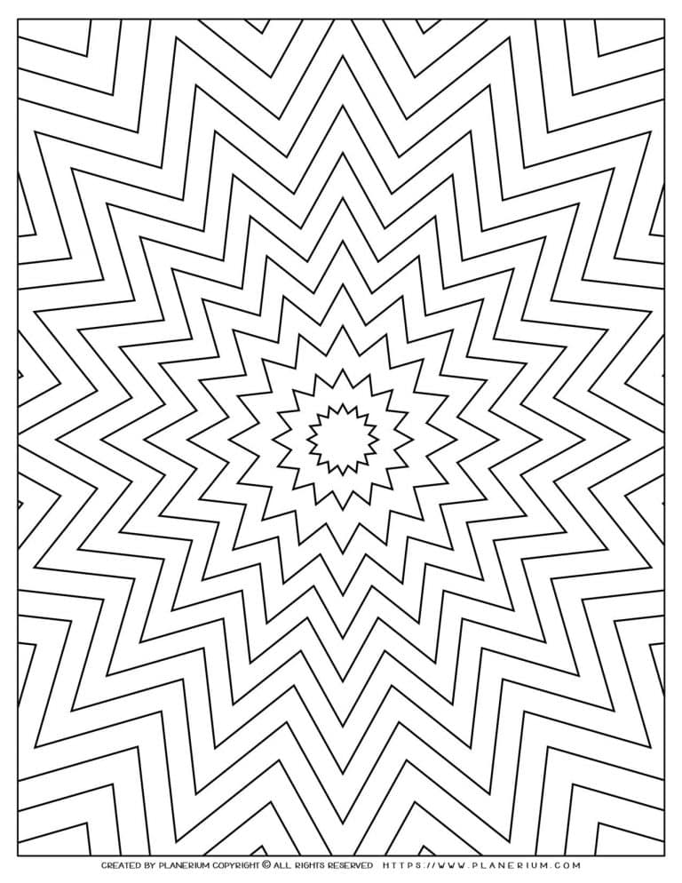 Nested Star Coloring Page Geometric Design Free Printable Planerium