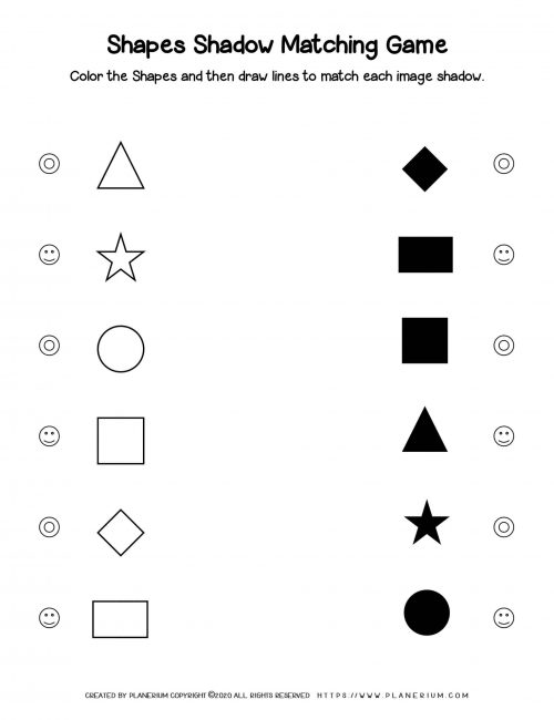 Basic Shapes Worksheet Shadow Matching Game Planerium