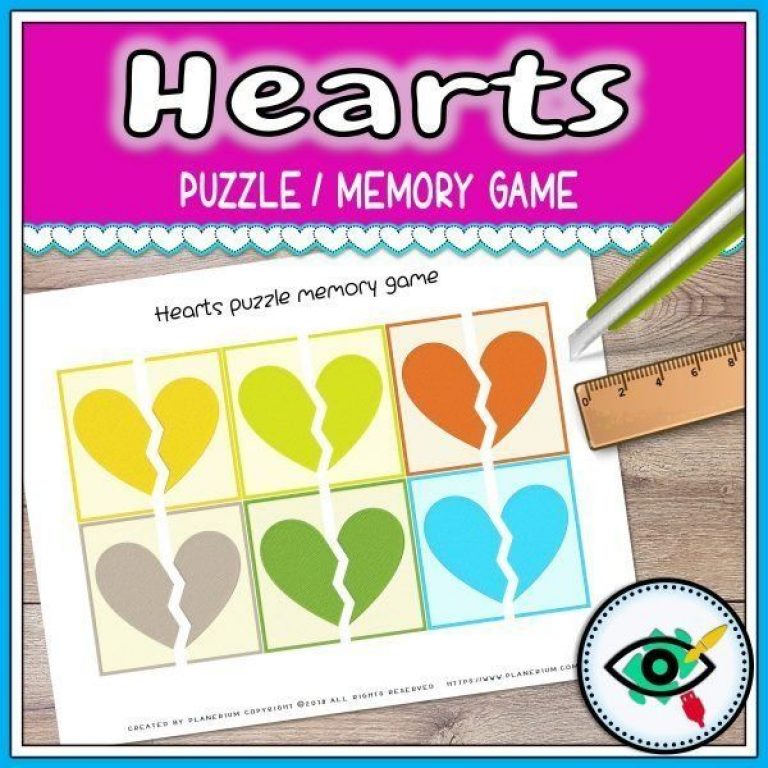 Valentines Day - Puzzle Matching Game - Colorful Hearts | Planerium