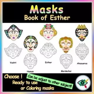 Purim Craft - Book of Esther Masks - Image 2