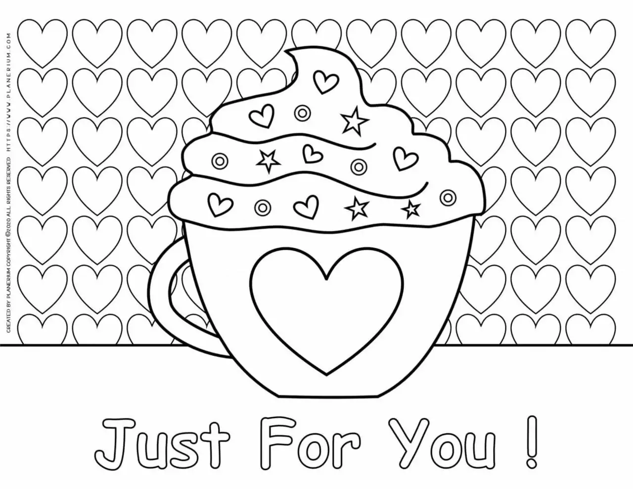 Valentines Day Coloring Page Heart Mug