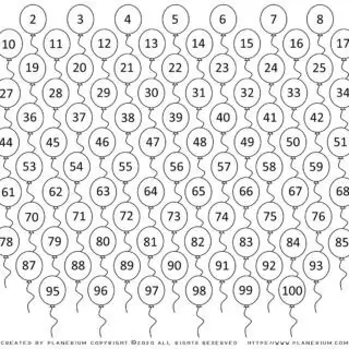 100 Days of School - Coloring Page - 100 Balloons | Planerium