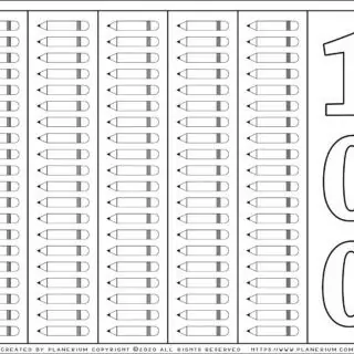 100 Days of School - Coloring Page - 100 Pencils | Planerium