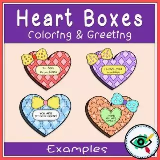 Valentines Day Coloring and Greetings heart boxes 5 | Planerium