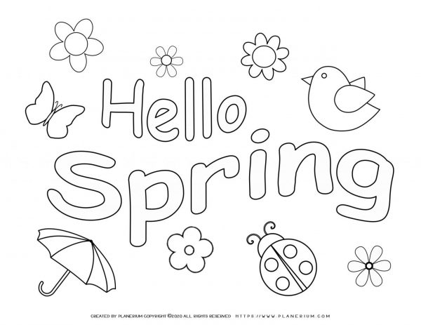 spring  coloring pages  hello spring  planerium