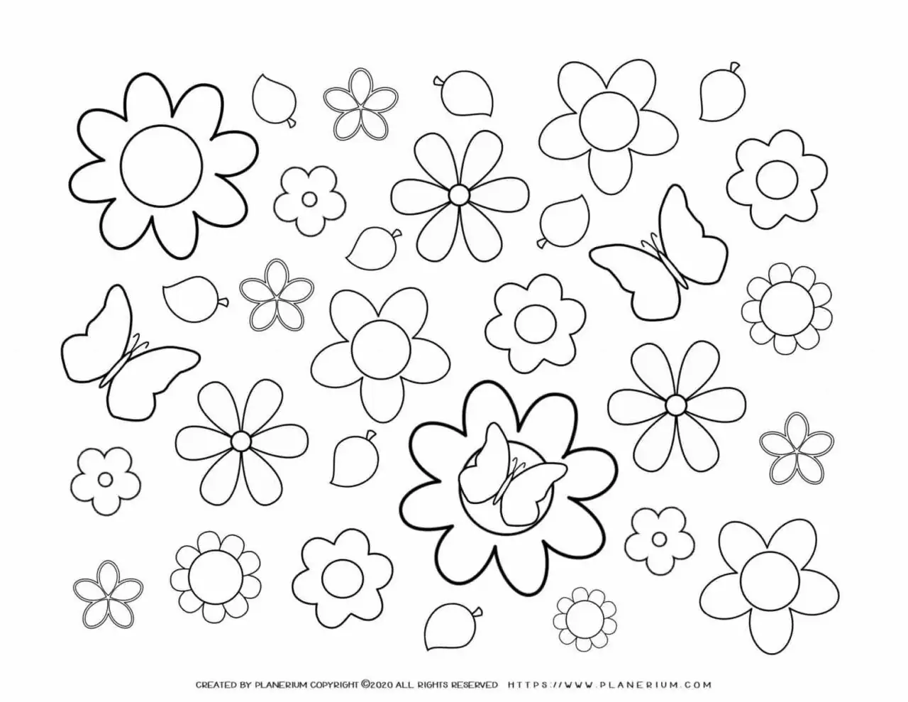 Spring season coloring pages | Flowers butterflies | Planerium