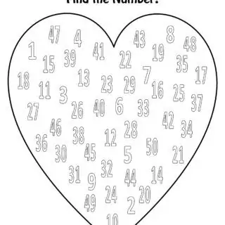 Valentines Day Coloring Page - Hearts Numbers 1 to 50