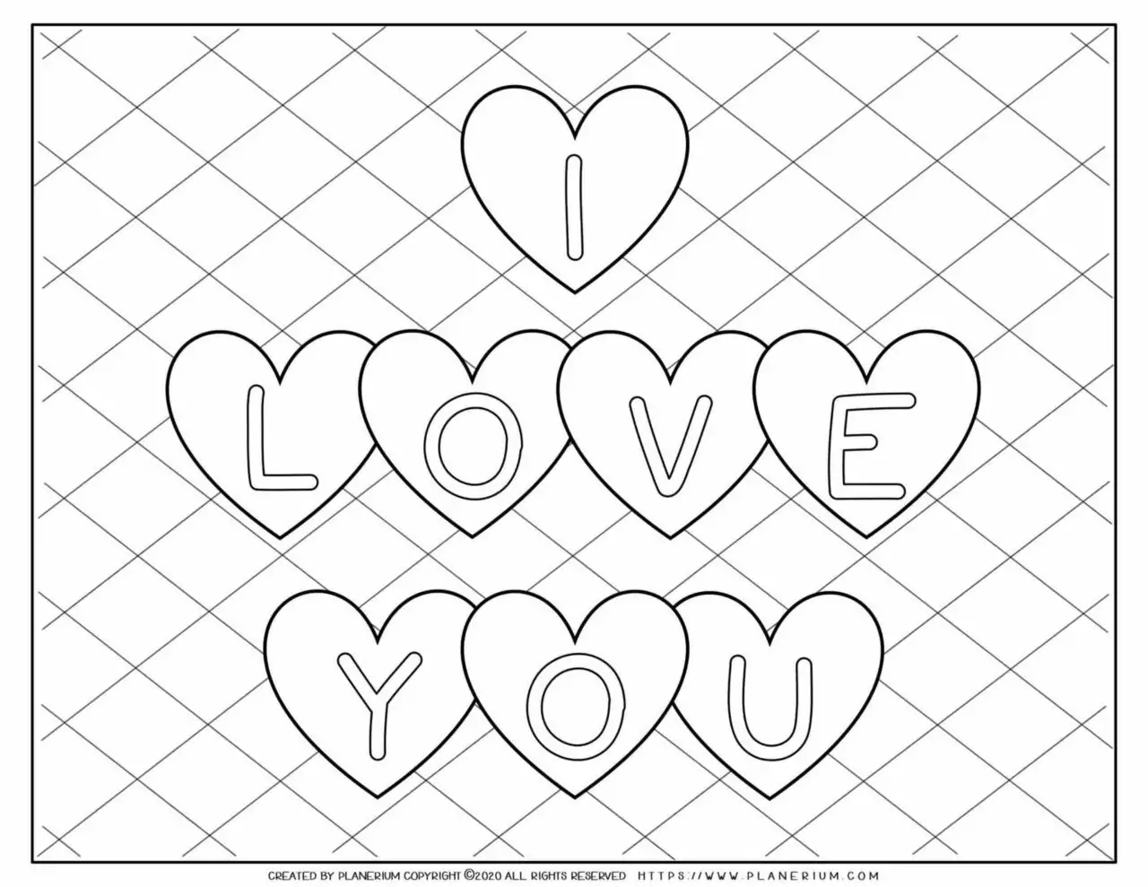 Valentines Day Coloring Page - I Love You Hearts