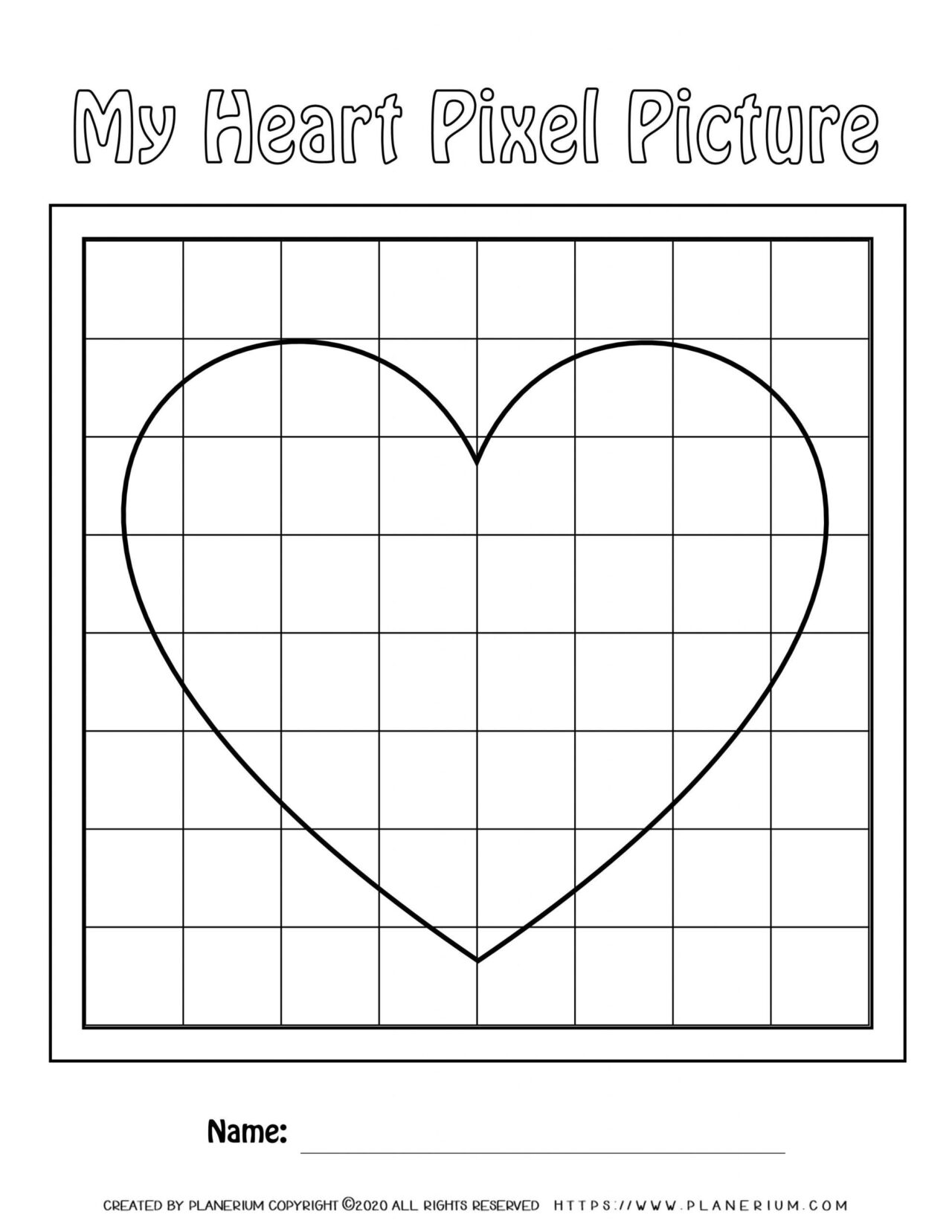 Valentines Day Worksheet Heart Pixel Picture Planerium