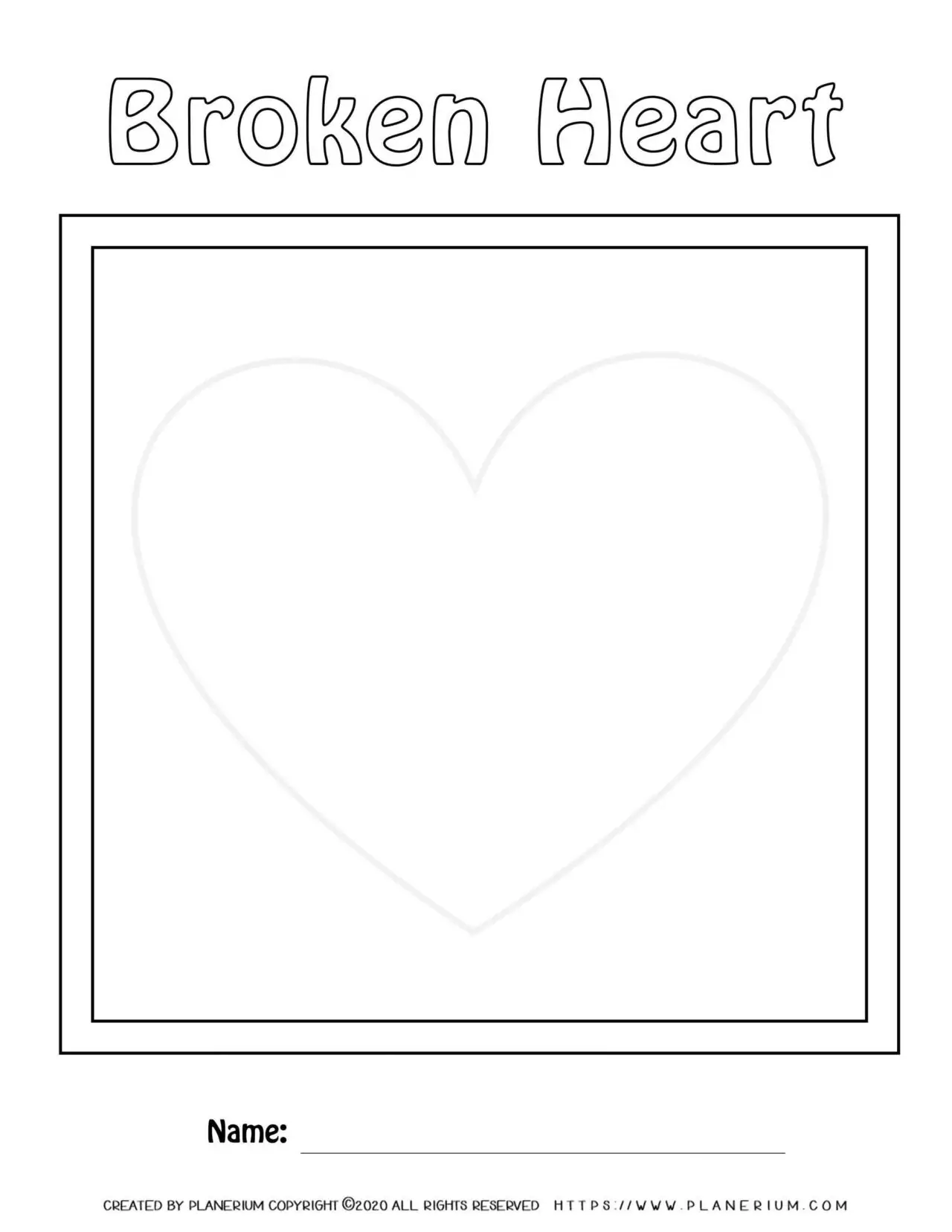 Valentines Day Worksheet - Broken Heart Puzzle Layout