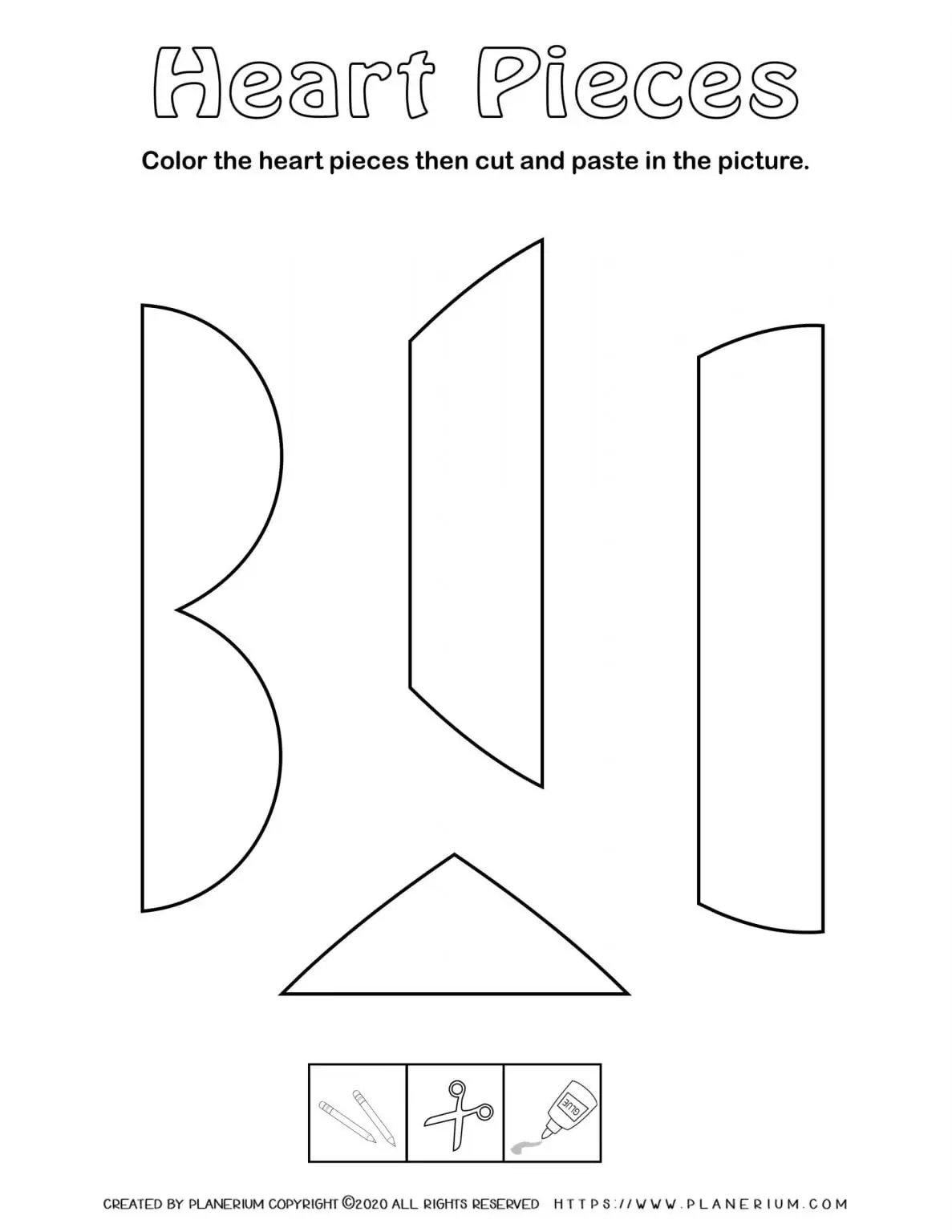 Valentines Day Worksheet - Heart vertical puzzle