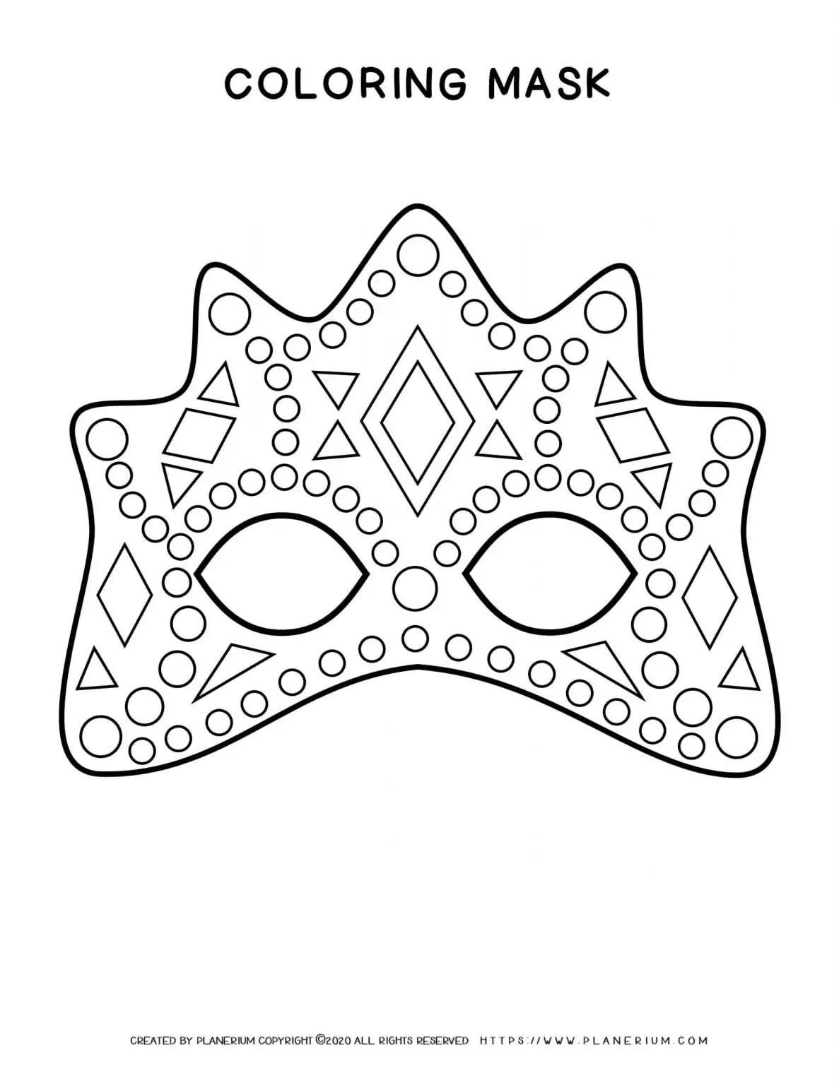 Carnival - Coloring page - Eye mask high decor | Planerium