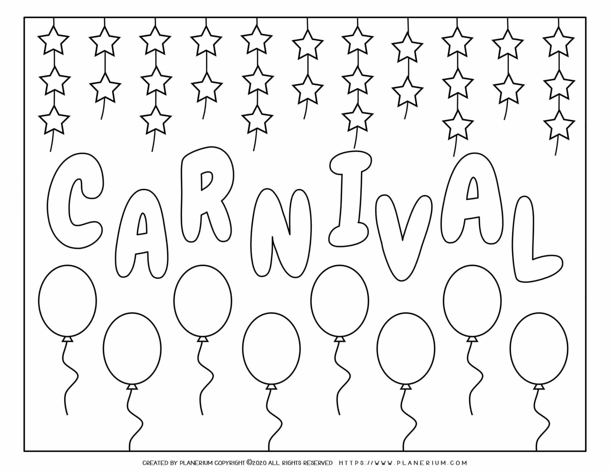 Carnival Coloring Page - Party Poster, Free Printable