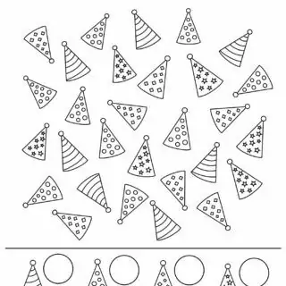 Carnival - Coloring Page Worksheet - Counting Hats | Planerium