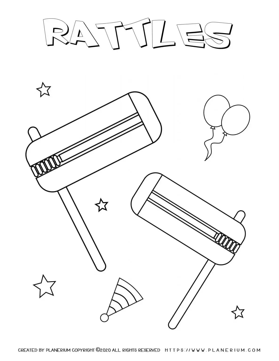 Purim 2020 - Coloring Rattles - English title | Planerium