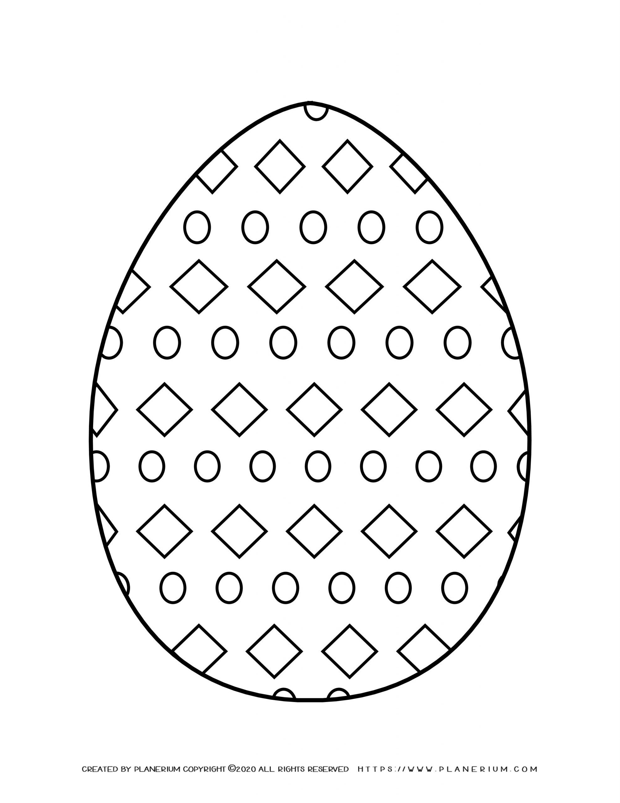 Download Easter - Coloring Page - Decorated Egg with Diamonds | Planerium