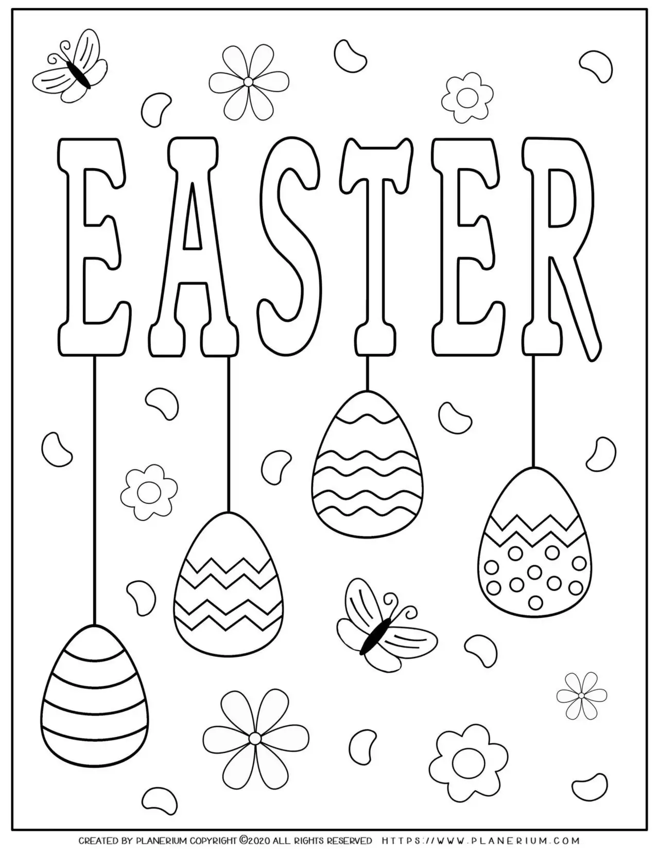 Easter sign with decorated eggs