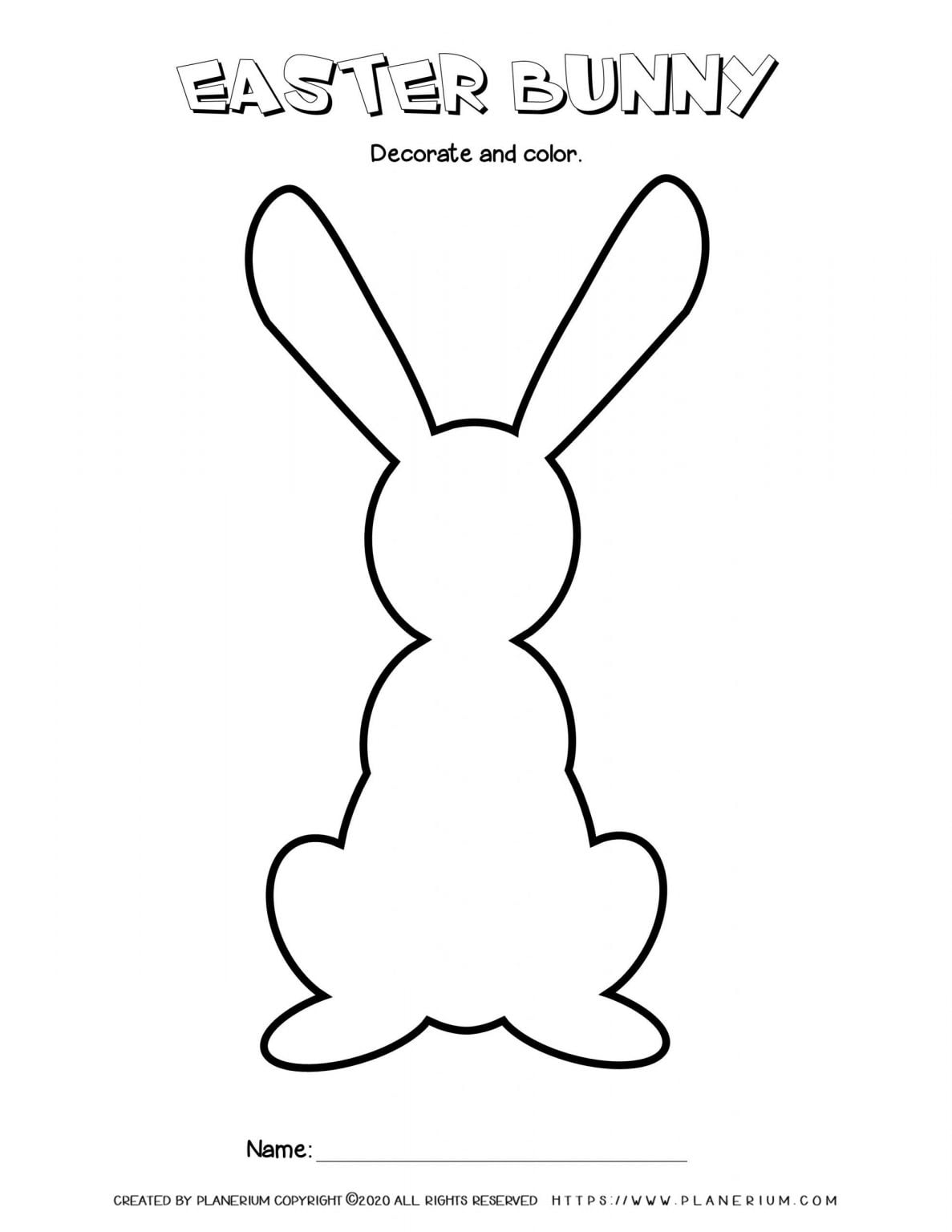 Easter - Worksheet - Easter Bunny Decorate and Color | Planerium