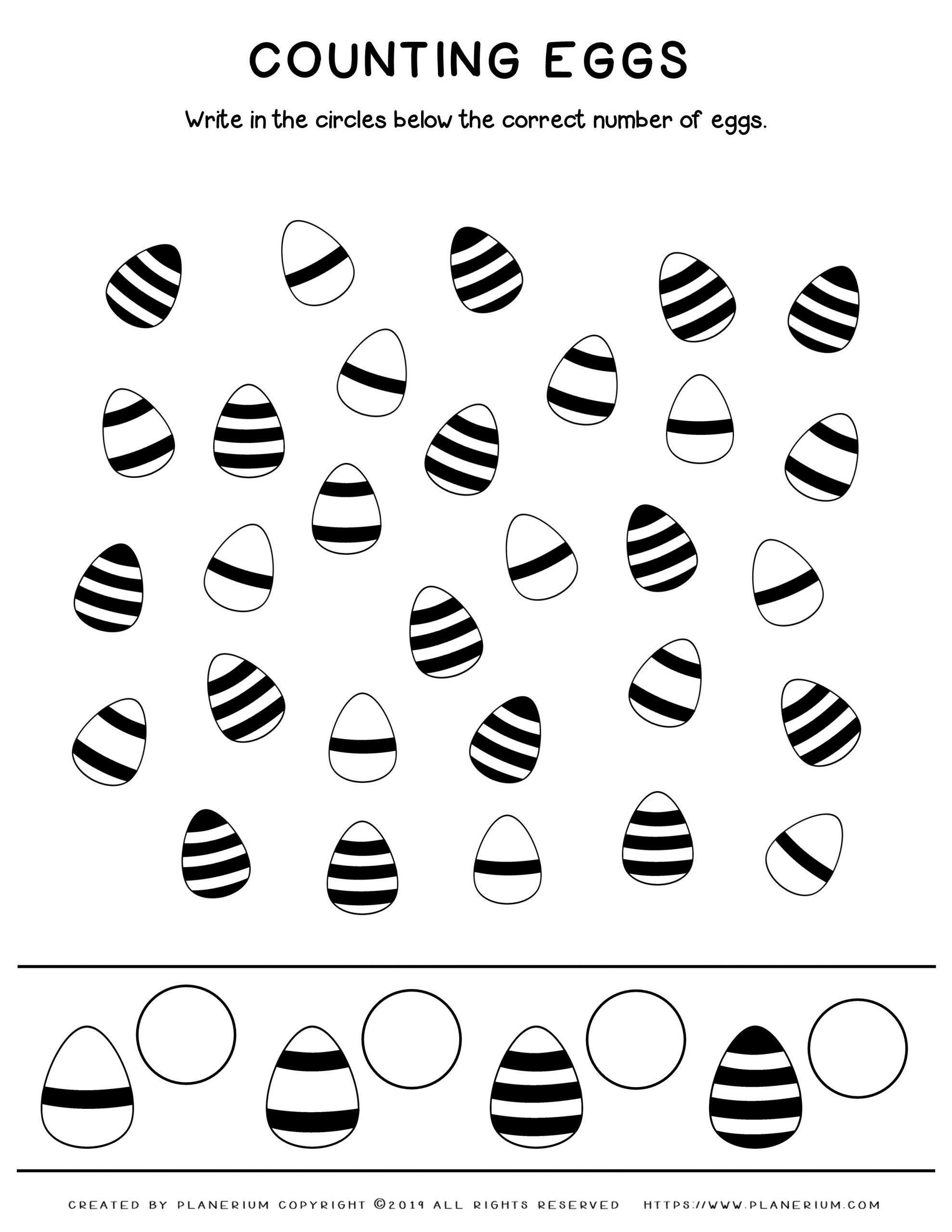 Easter eggs worksheet - Counting and Sorting - FREE | Planerium