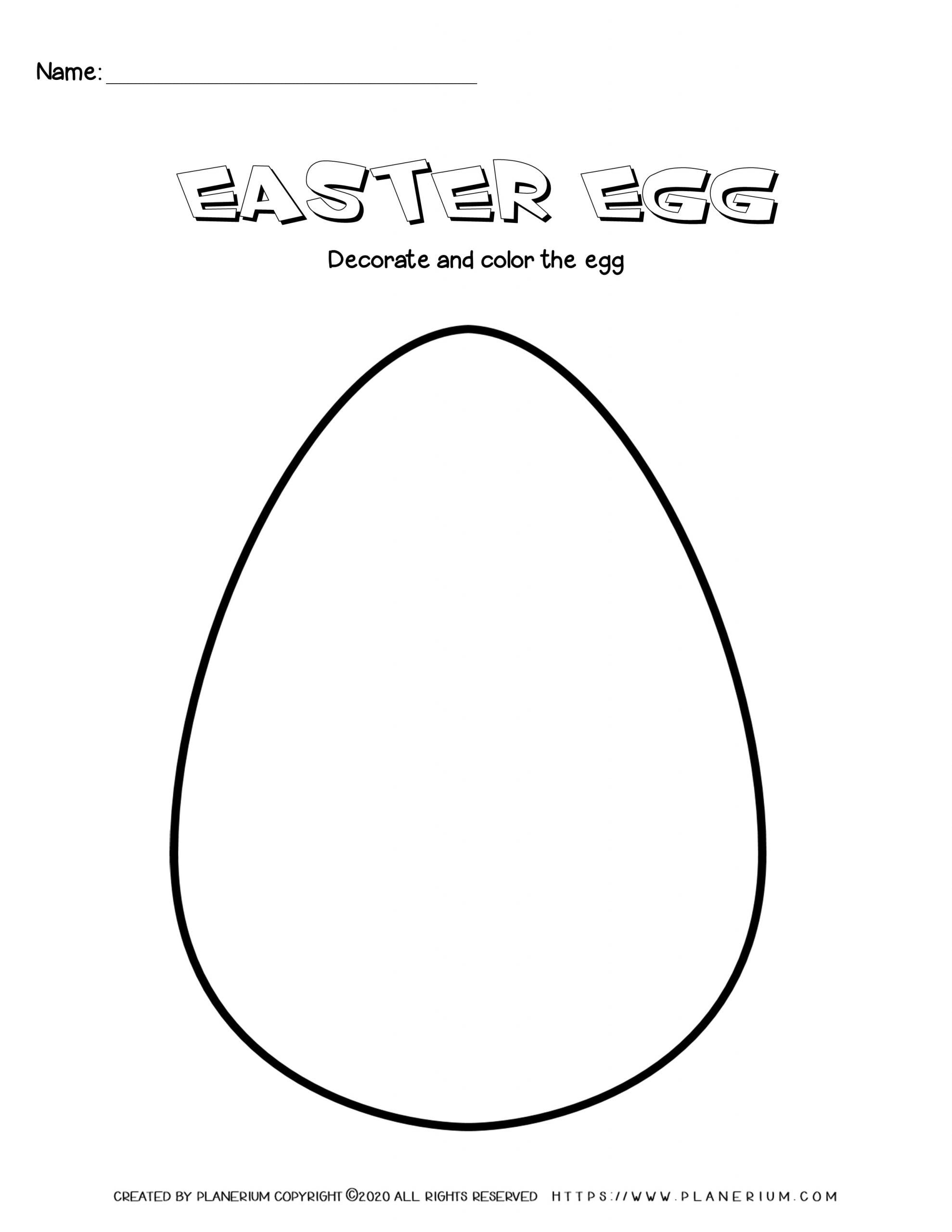 Easter Worksheet Easter Egg Decorate and color Planerium