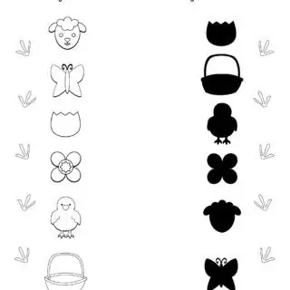 Easter items matching worksheet
