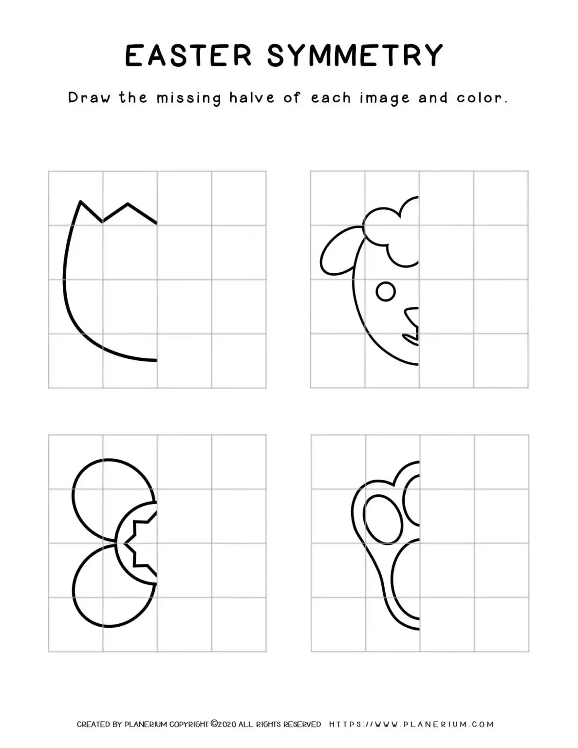 Easter puzzle symmetry worksheet