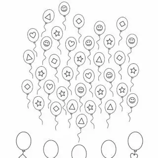 Math Worksheet for 1st grade - Sort and Count shapes in balloons