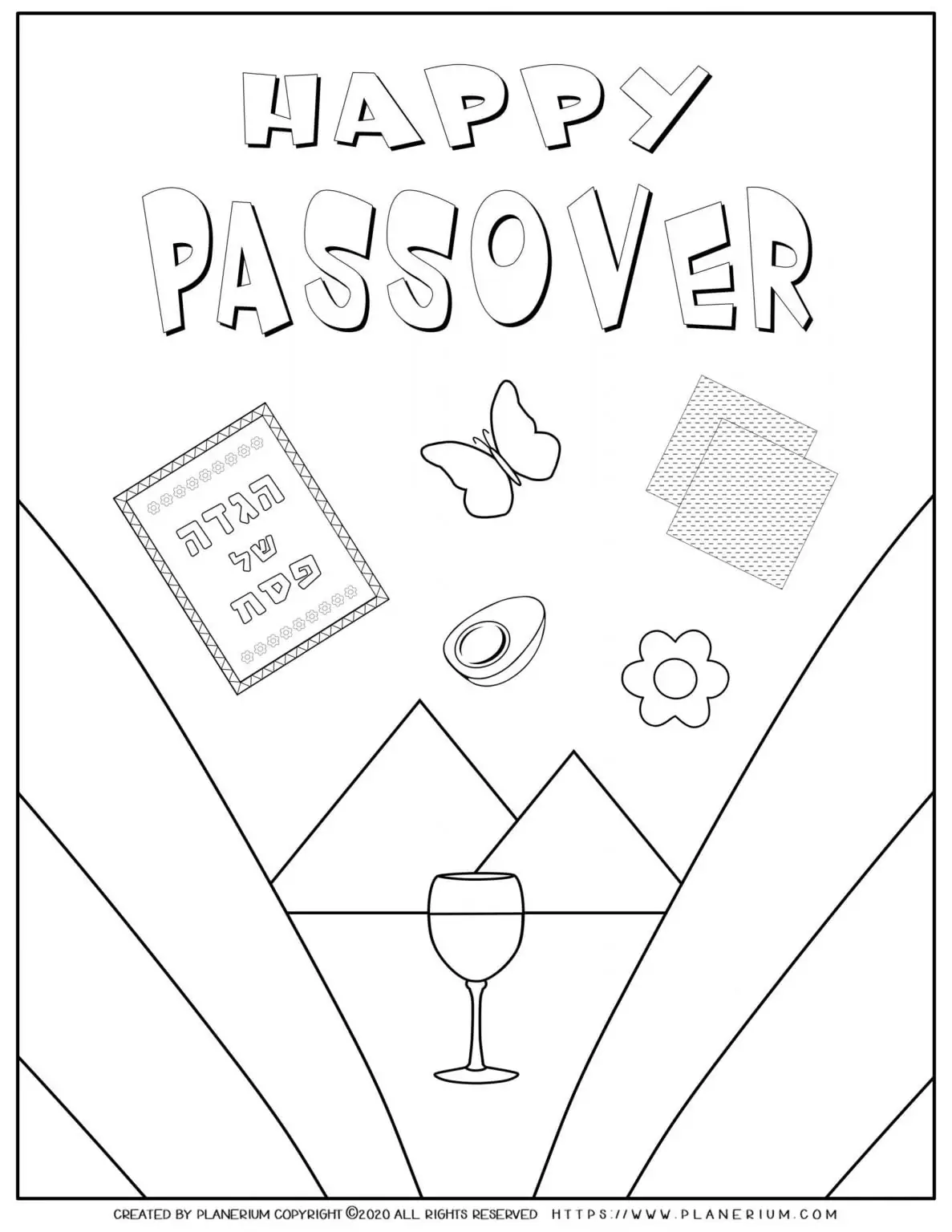 Passover coloring page - Happy Passover - English title
