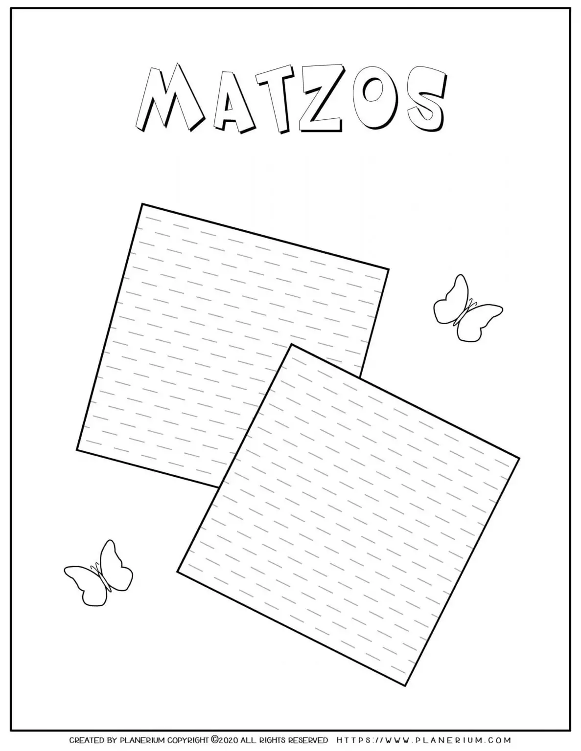 Passover coloring page - Two Matzos - English title