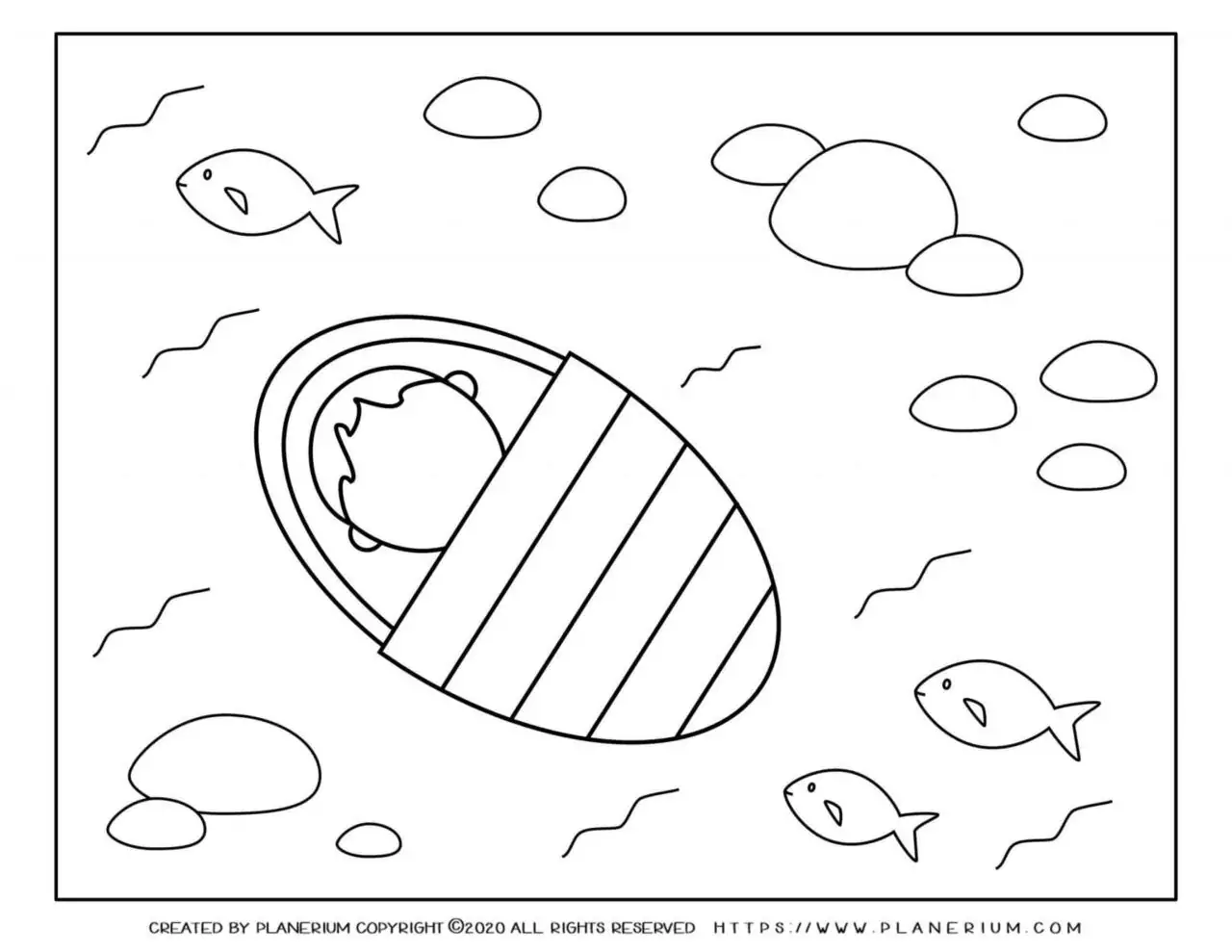 Passover coloring page - Moses in the basket