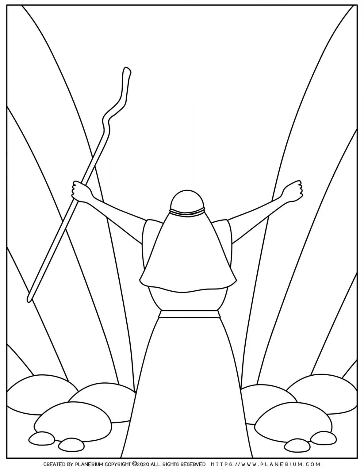 Passover coloring page - Moses parting the red sea