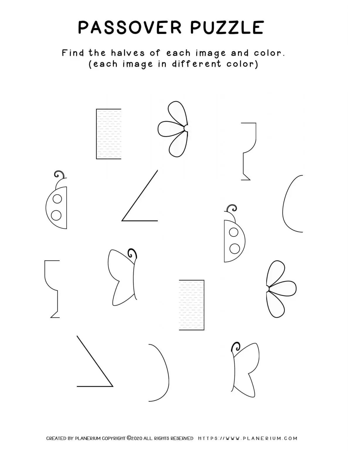 Passover worksheet - Puzzle game Matching