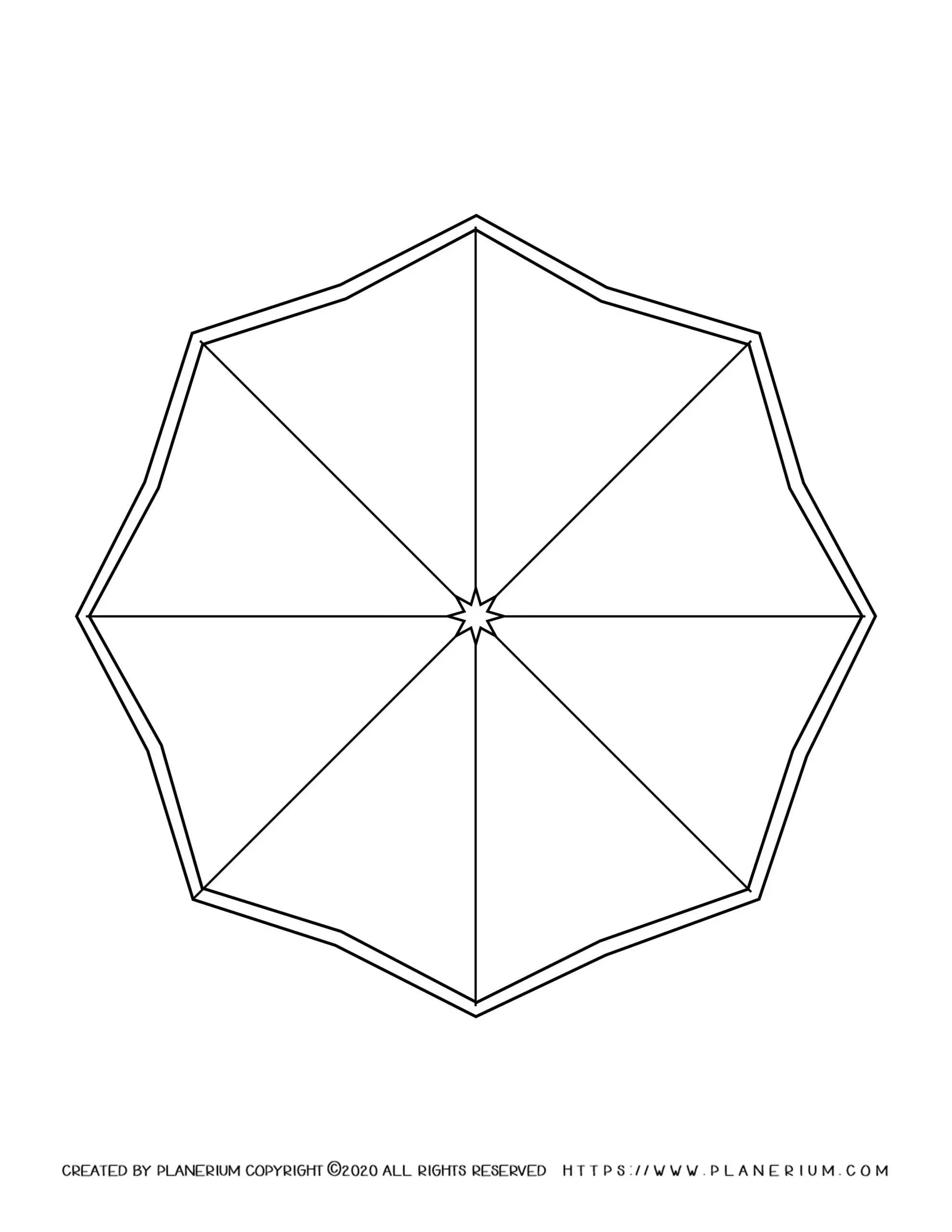 Spring coloring page - Octagon shaped umbrella