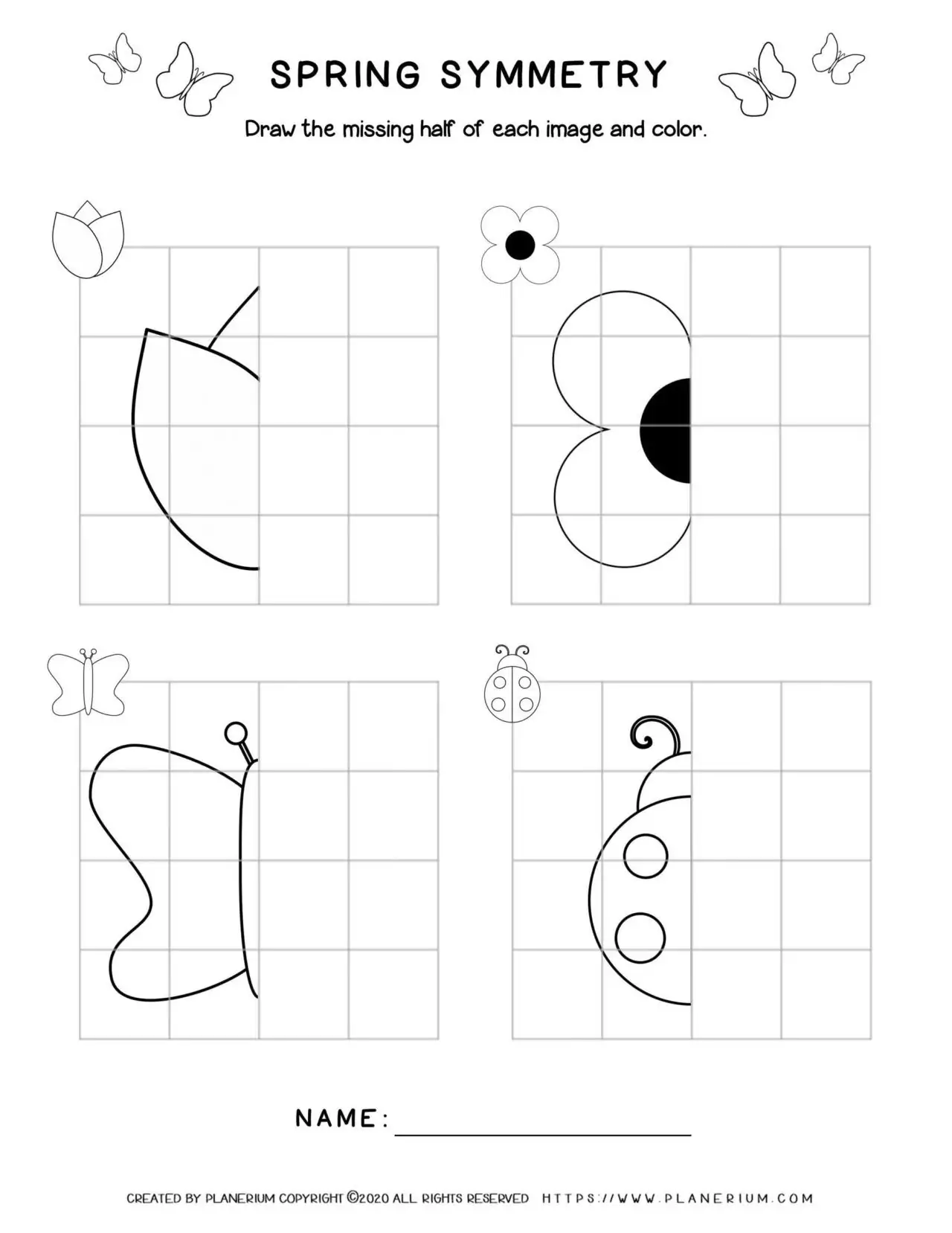 Spring Worksheet Symmetry Drawing