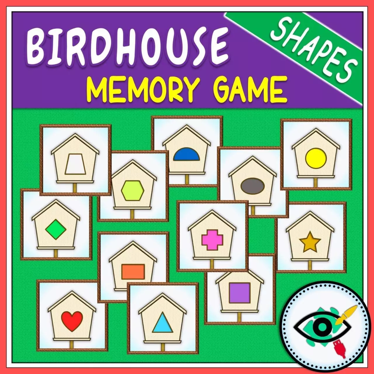 Spring - Memory Game - Birdhouse Shapes game Title 2