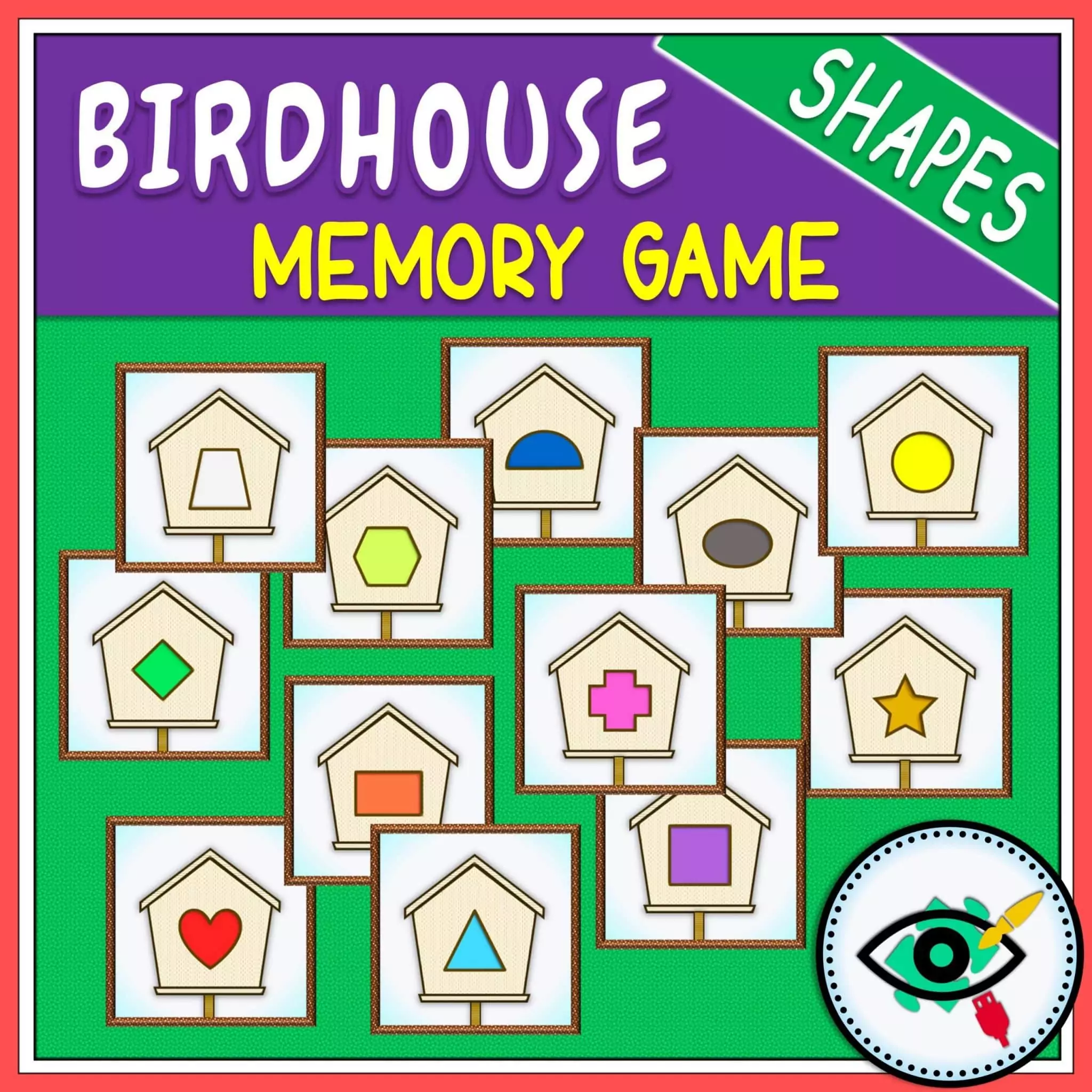 Spring - Memory Game - Birdhouse Shapes game Title 2