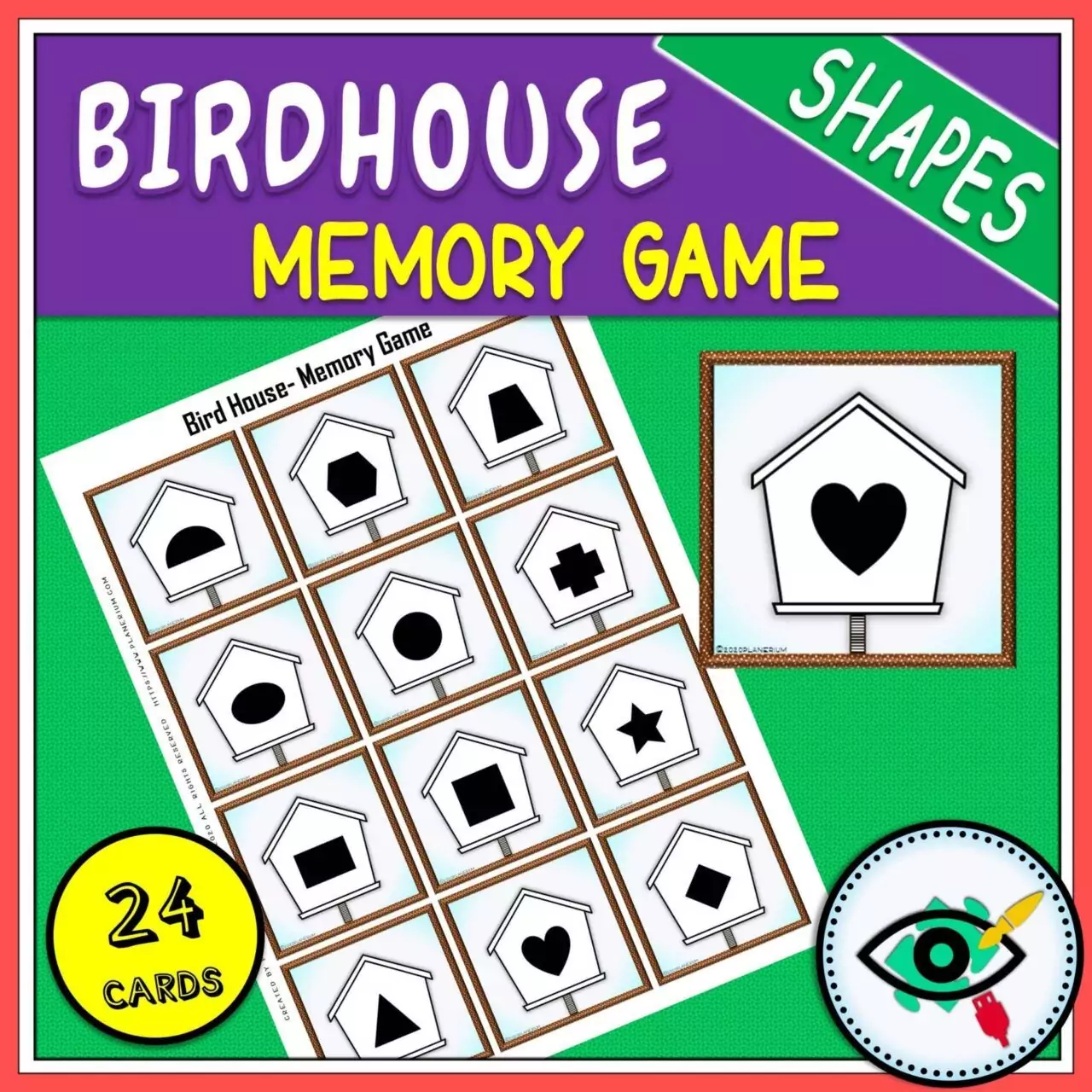 Spring - Memory Game - Birdhouse Shapes game Title 3
