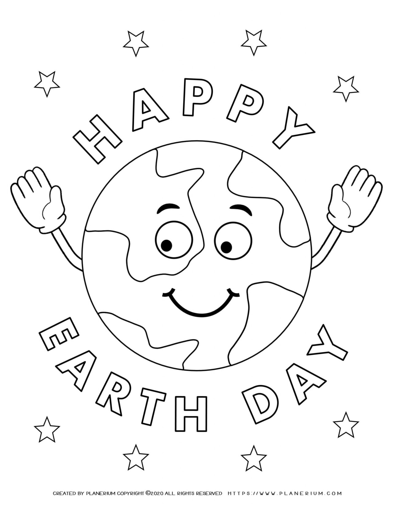 Earth Day Coloring Page: Free Printable Happy Earth Day Coloring Page