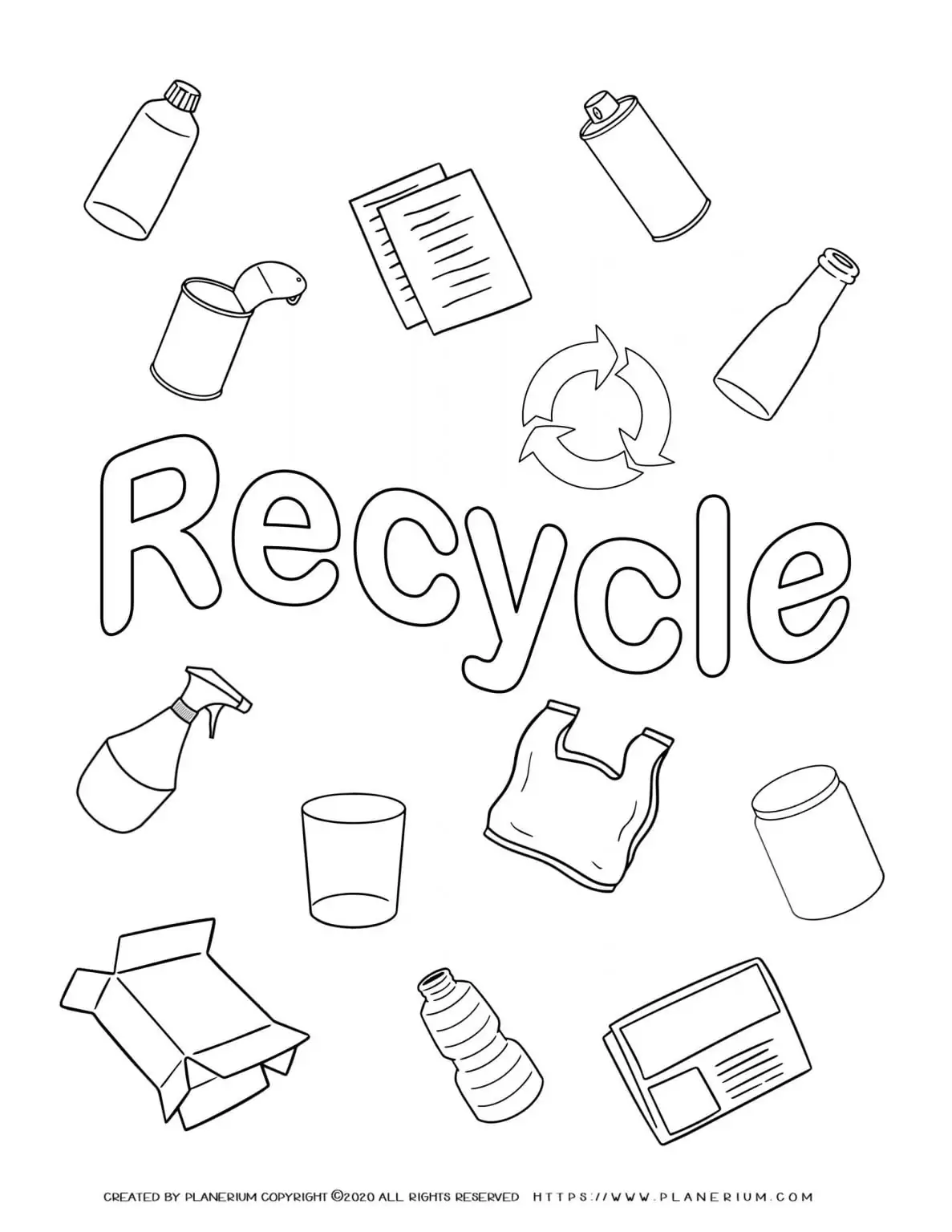 Earth Day Coloring Page - Recycle Images for Kids