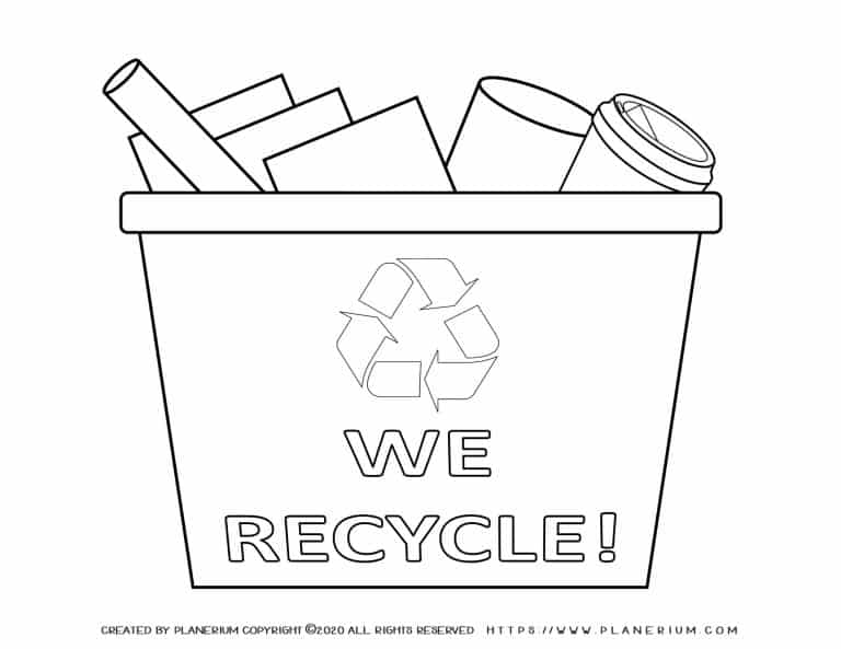 Earth Day - Coloring Page - Recycled items | Planerium