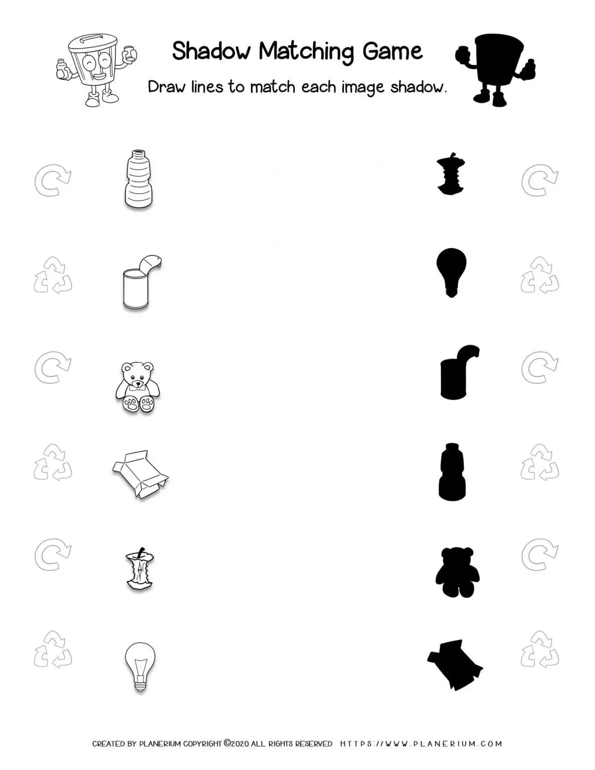 Earth Day Worksheet - Shadow Matching Activity for Kids