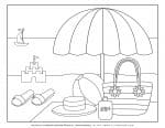 Summer - Coloring Page - Parasol on the Beach | Planerium