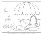 Summer - Coloring Page - Parasol on the beach