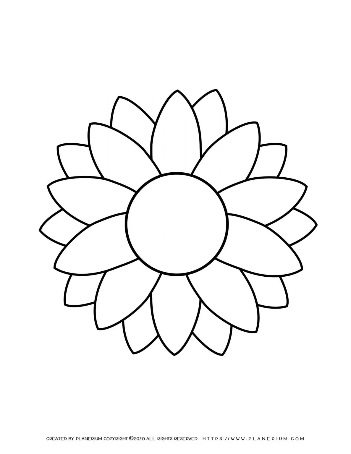 Sunflower Outline Coloring Page - Planerium