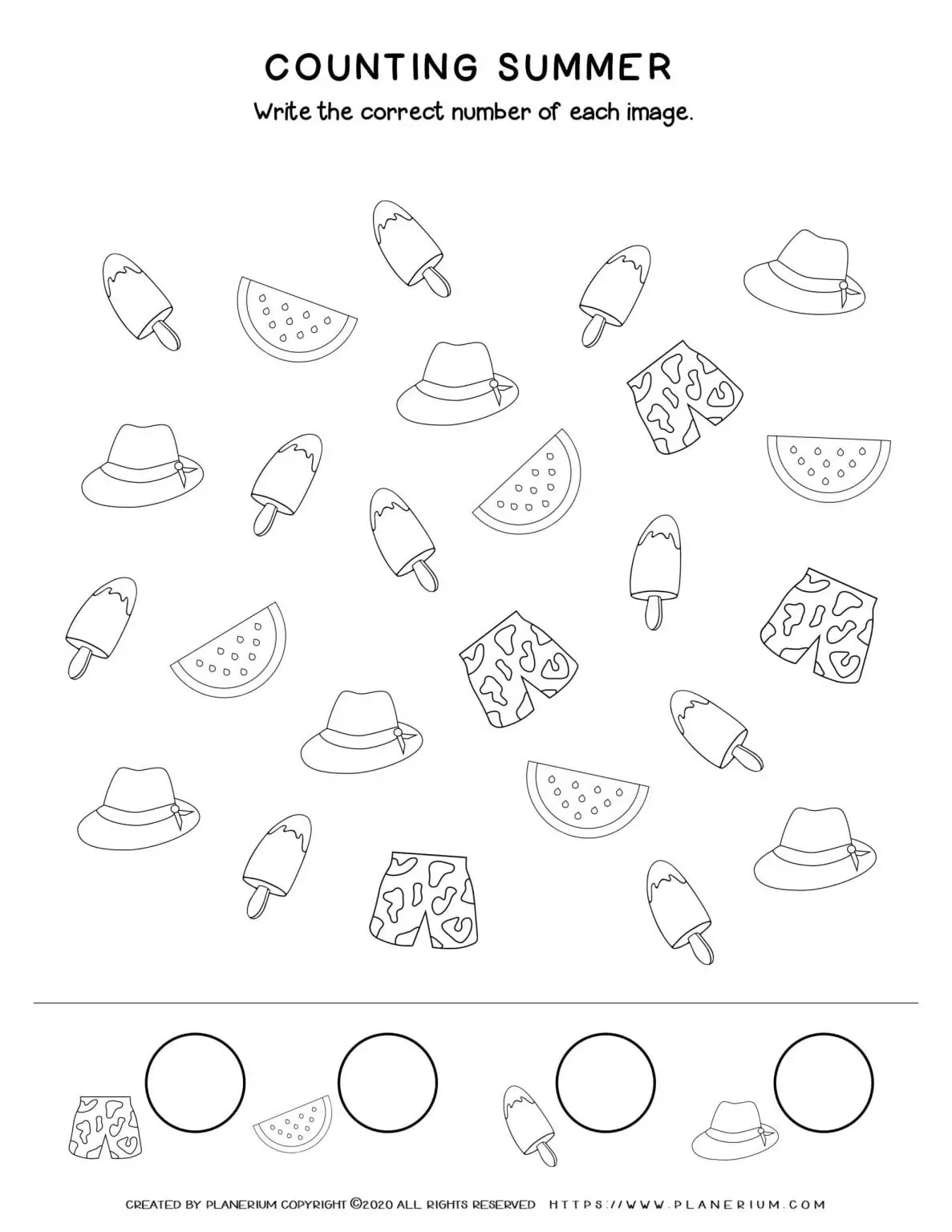 Summer - Worksheet - Counting items
