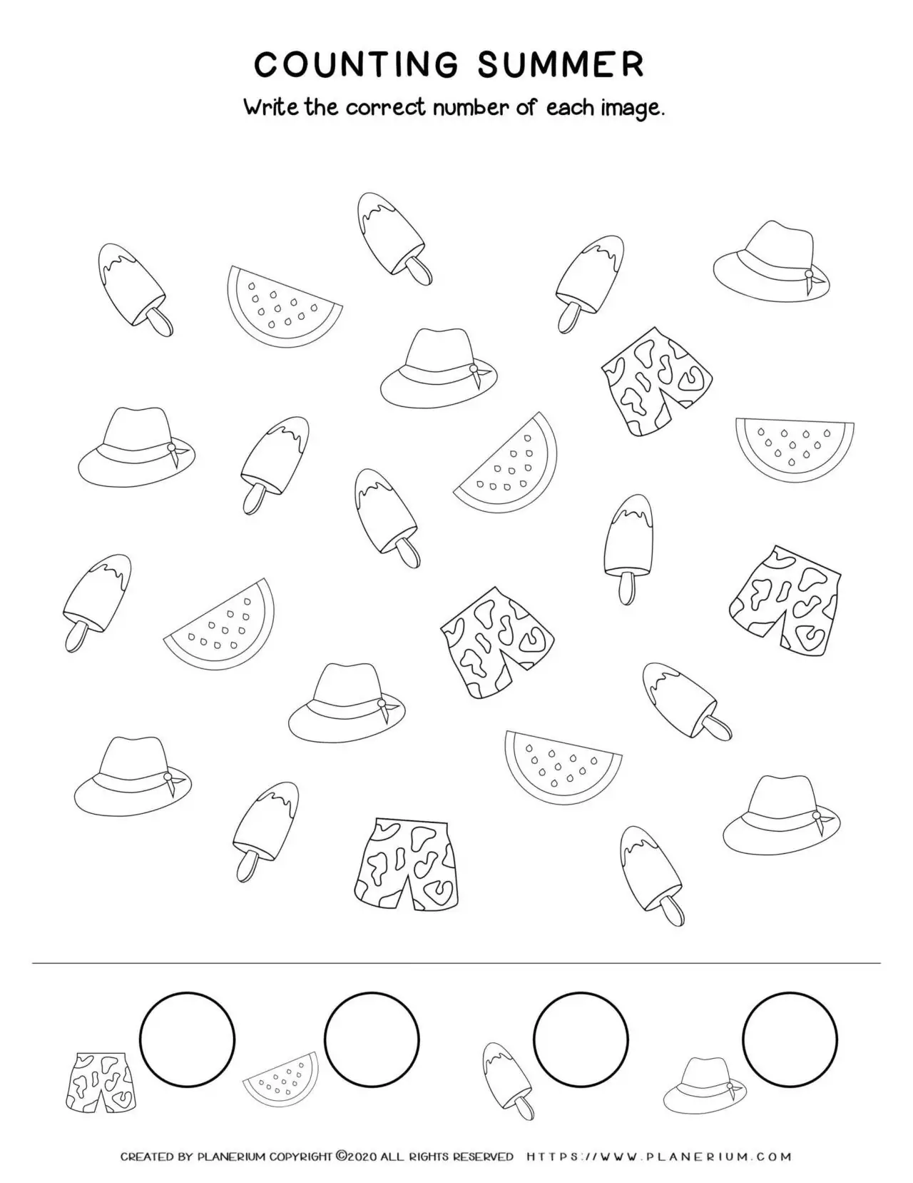 Summer - Worksheet - Counting items