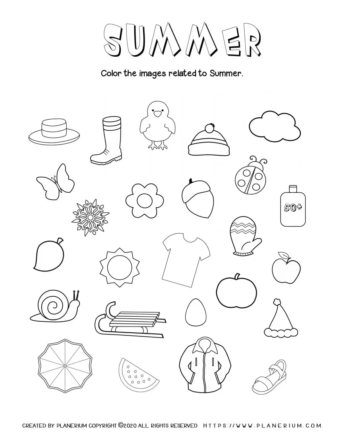 Summer - Worksheet - Summer related items