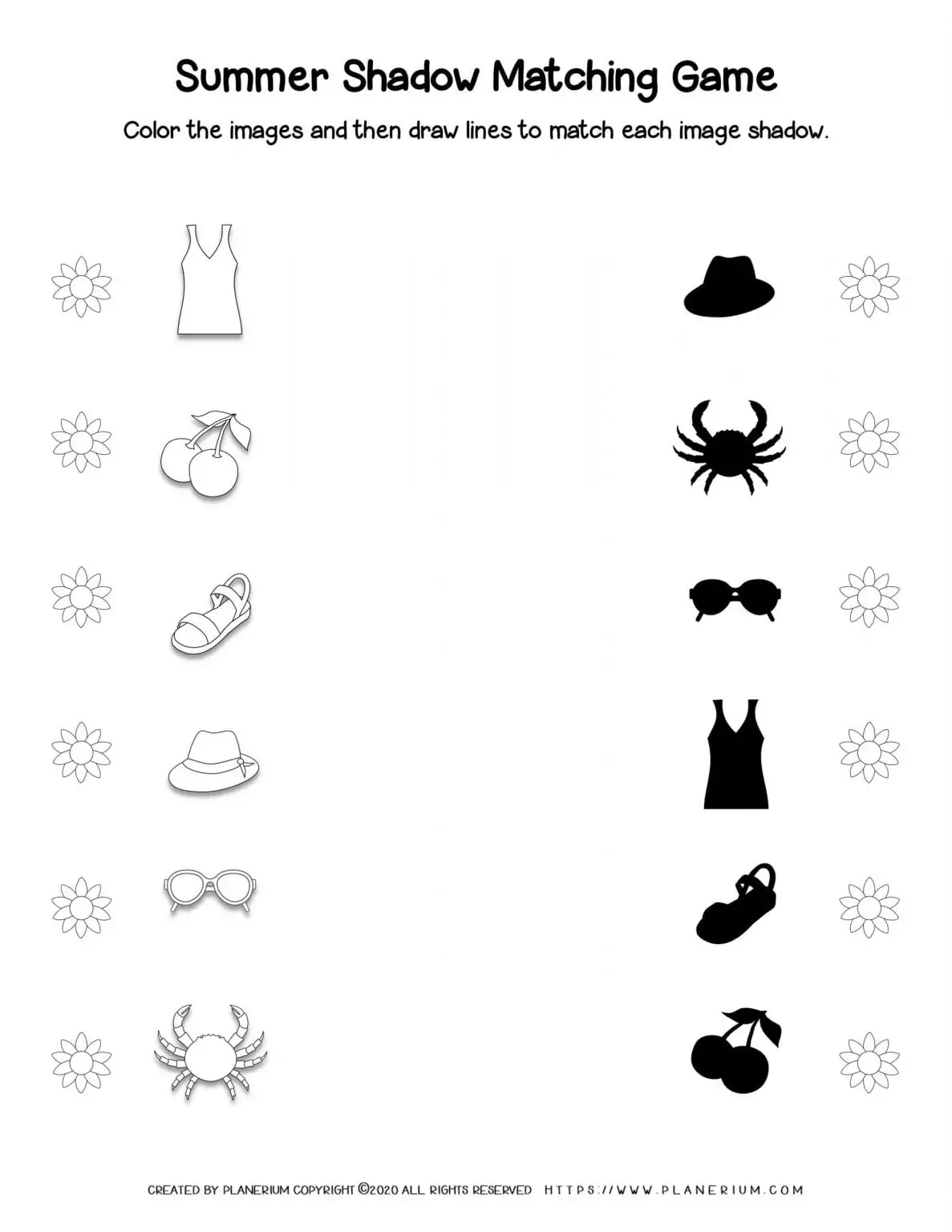 Summer - Worksheet - Shadow matching game