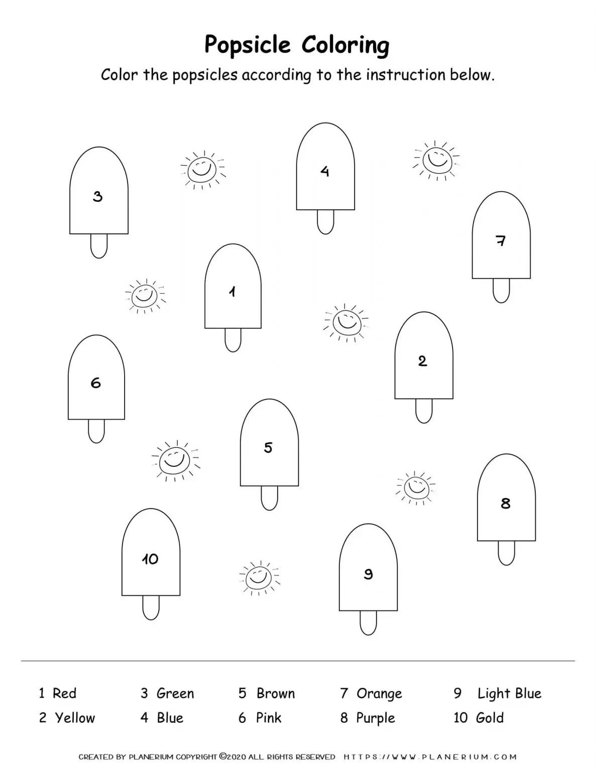 Summer - Worksheet - Popsicles and Numbers