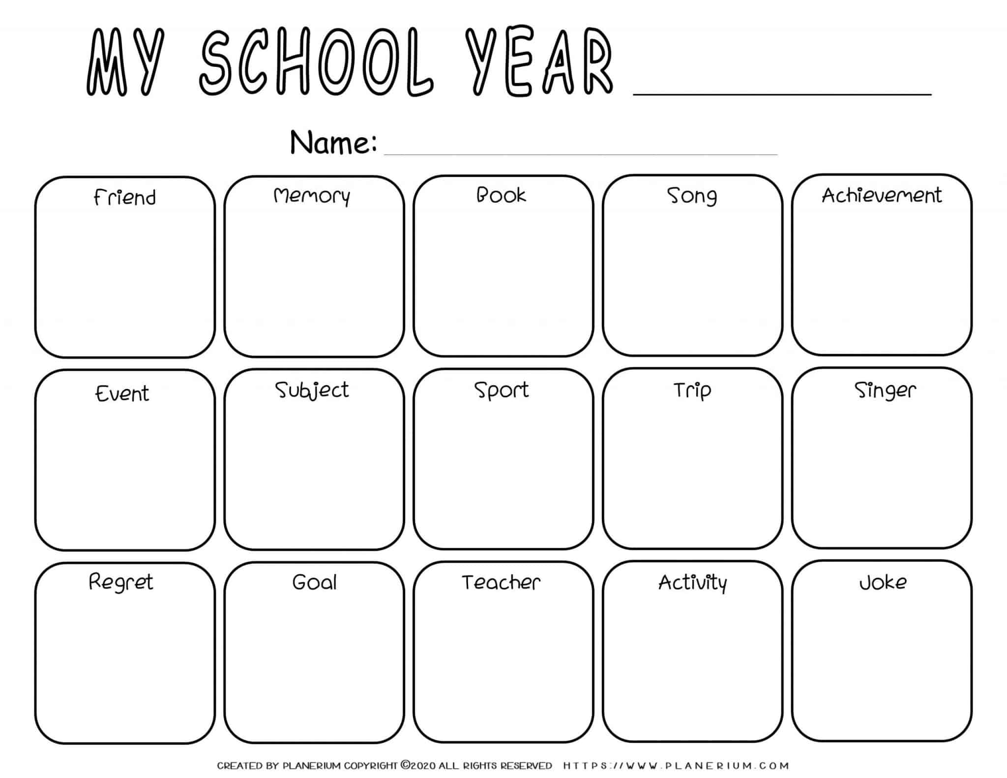 End of School Year Memories Worksheet, Fun